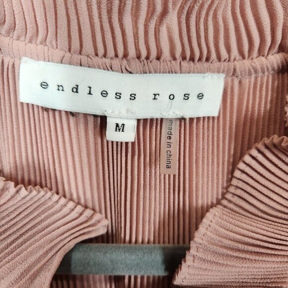 Endless Rose‎ Plisse Tie Neck Blouse in Blush - Size medium - Picture 4 of 6